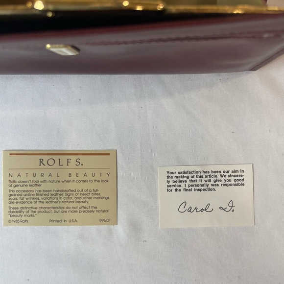 Rolfs Cowhide Vintage Leather Wallet Trifold W/Purse Clasp Gold Accent - Picture 13 of 13